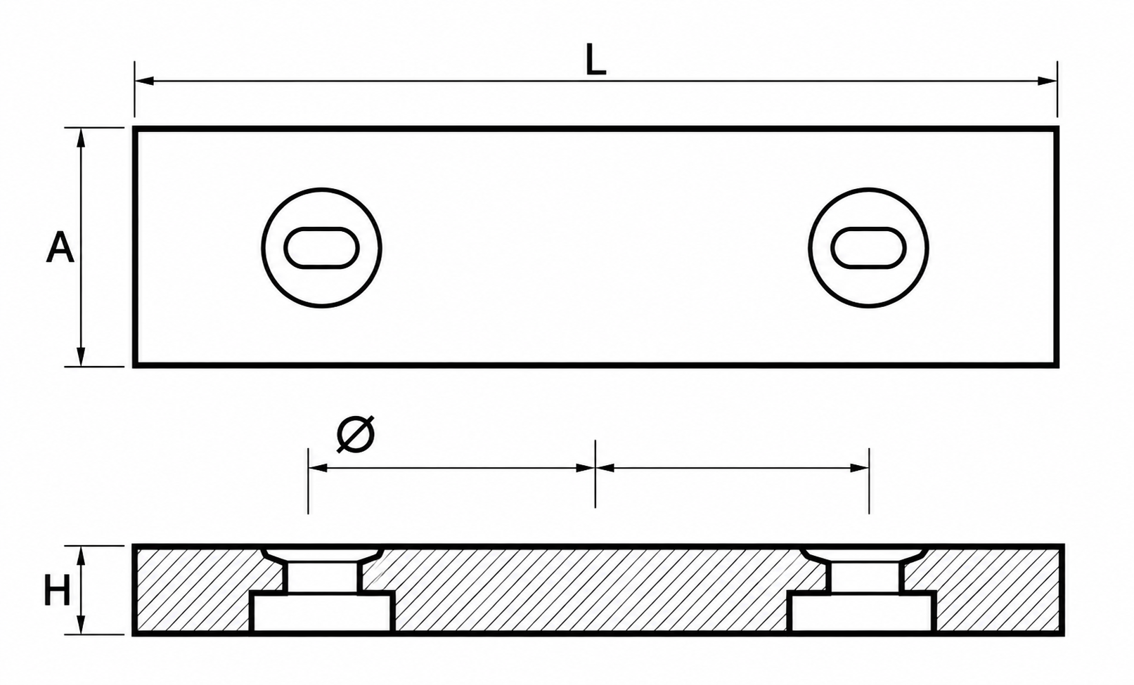 Osculati Plattenanode Zink, 1,2 kg