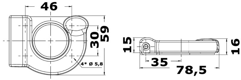 Osculati Bootshakenhalter Klappbar, 32 x 35 mmØ (Paar)