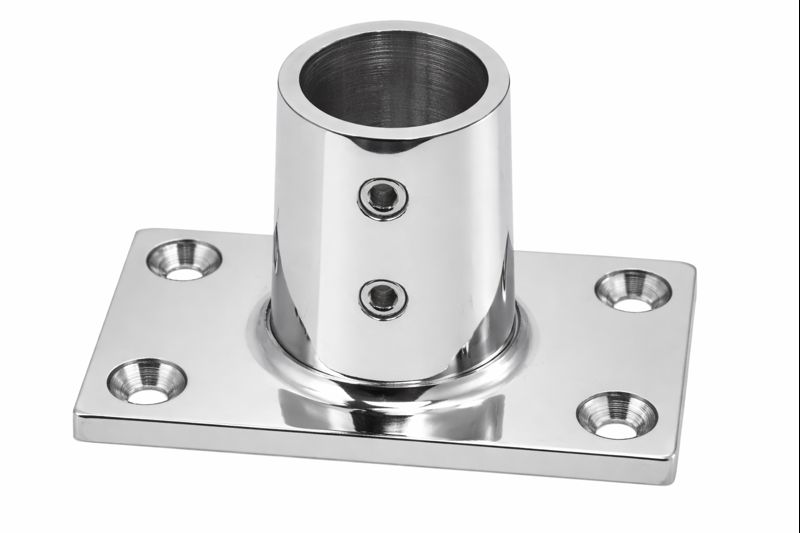 Osculati Edelstahl Relingsbasis 90° eckige Grundplatte, Rohr 22 mmØ