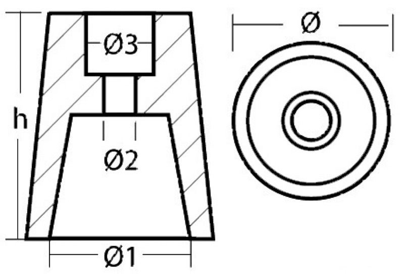 Osculati Endanode für Welle 22 - 25 mmØ Zink Osculati Endanode für Welle 22 - 25 mmØ Zink