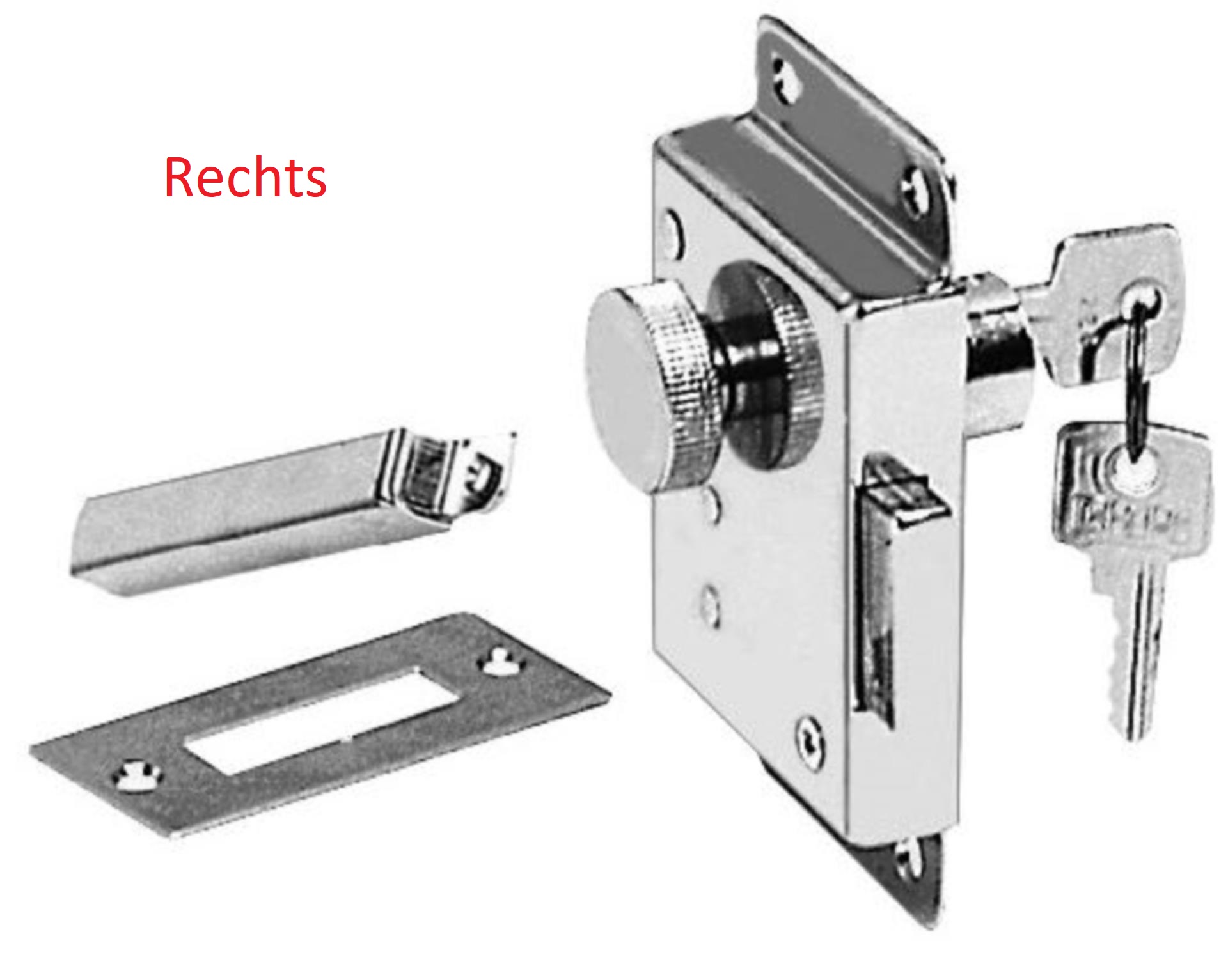 Osculati Tür- & Schottschloss mit Knopf 30mm länge rechts
