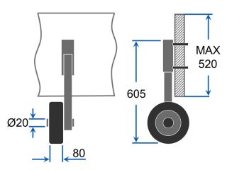 Titaps SUPROD Heckräder klappbar bis 140 kg, Edelstahl