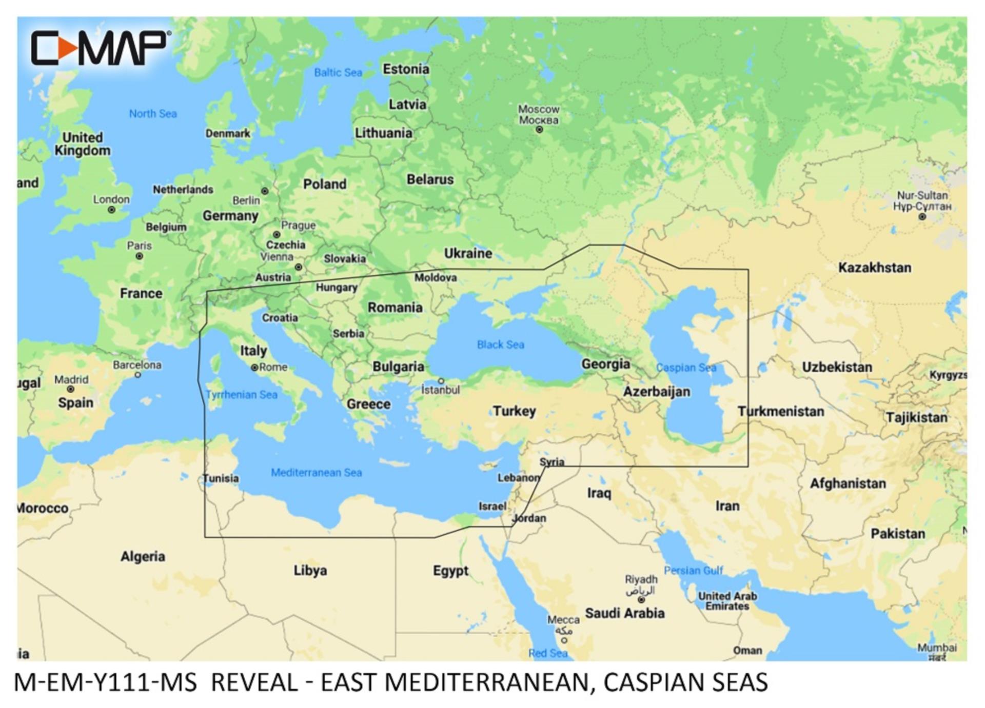 C-MAP Reveal L East Mediterranean, Caspian Seas
