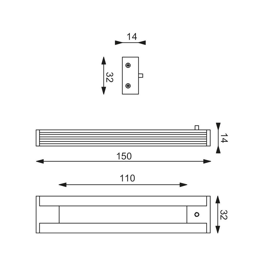 Prebit Unterbau-Leuchte UB02-1 150mm chrom-glanz warmweiss