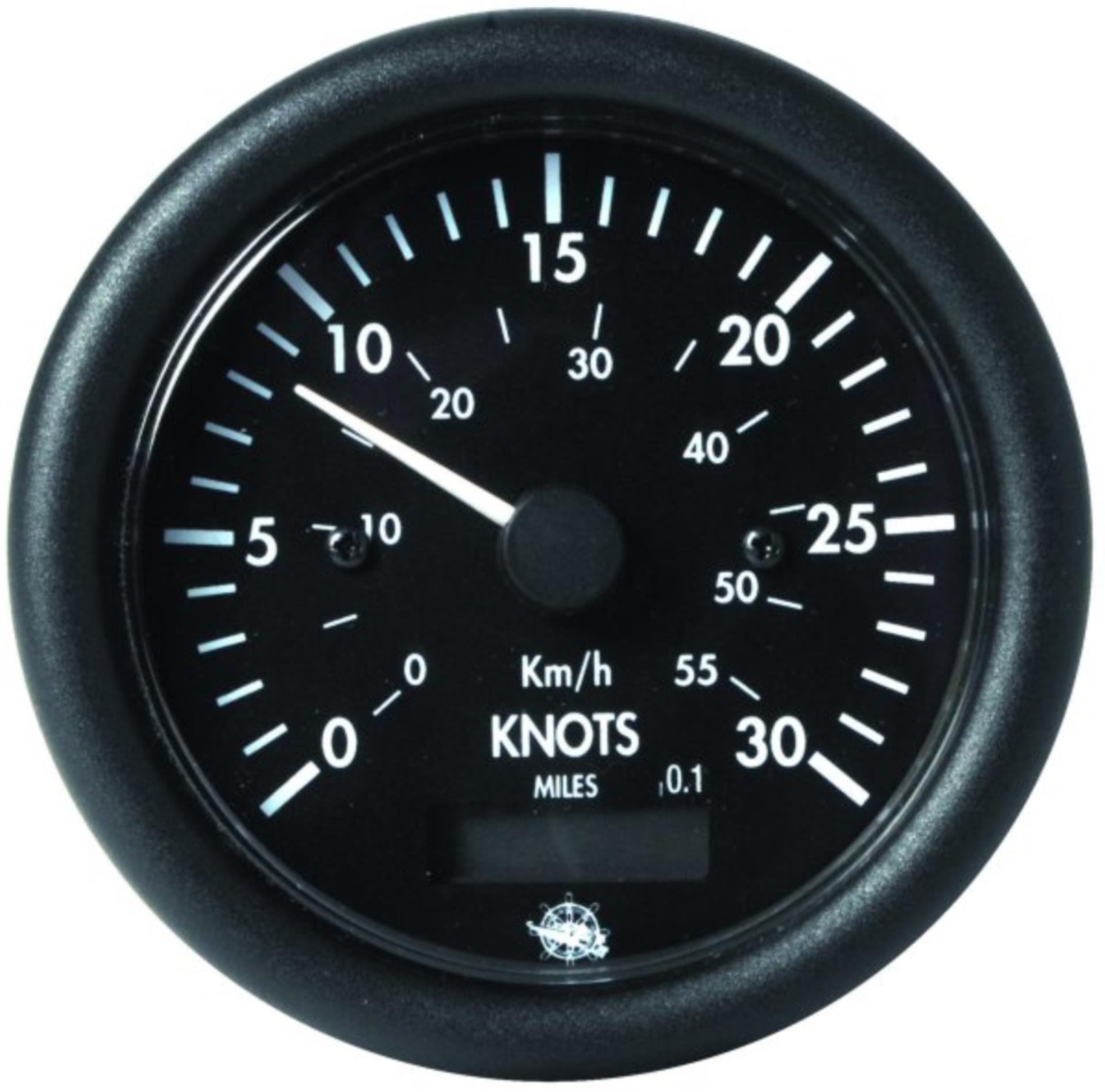 Osculati Guardian Geschwindigkeitsanzeige 0-50kn & Meilenzähler schwarz 12V