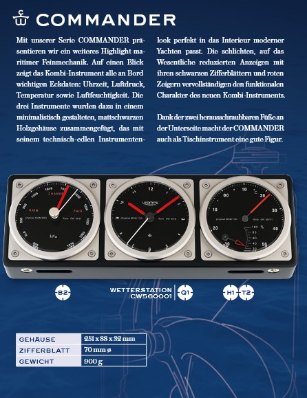 Wempe Commander Set Uhr Thermometer Hygrometer