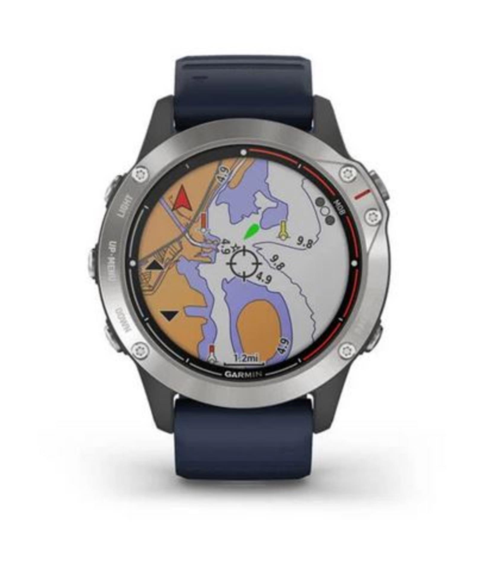 Garmin quatix 6, grau mit mittelblauen Armband