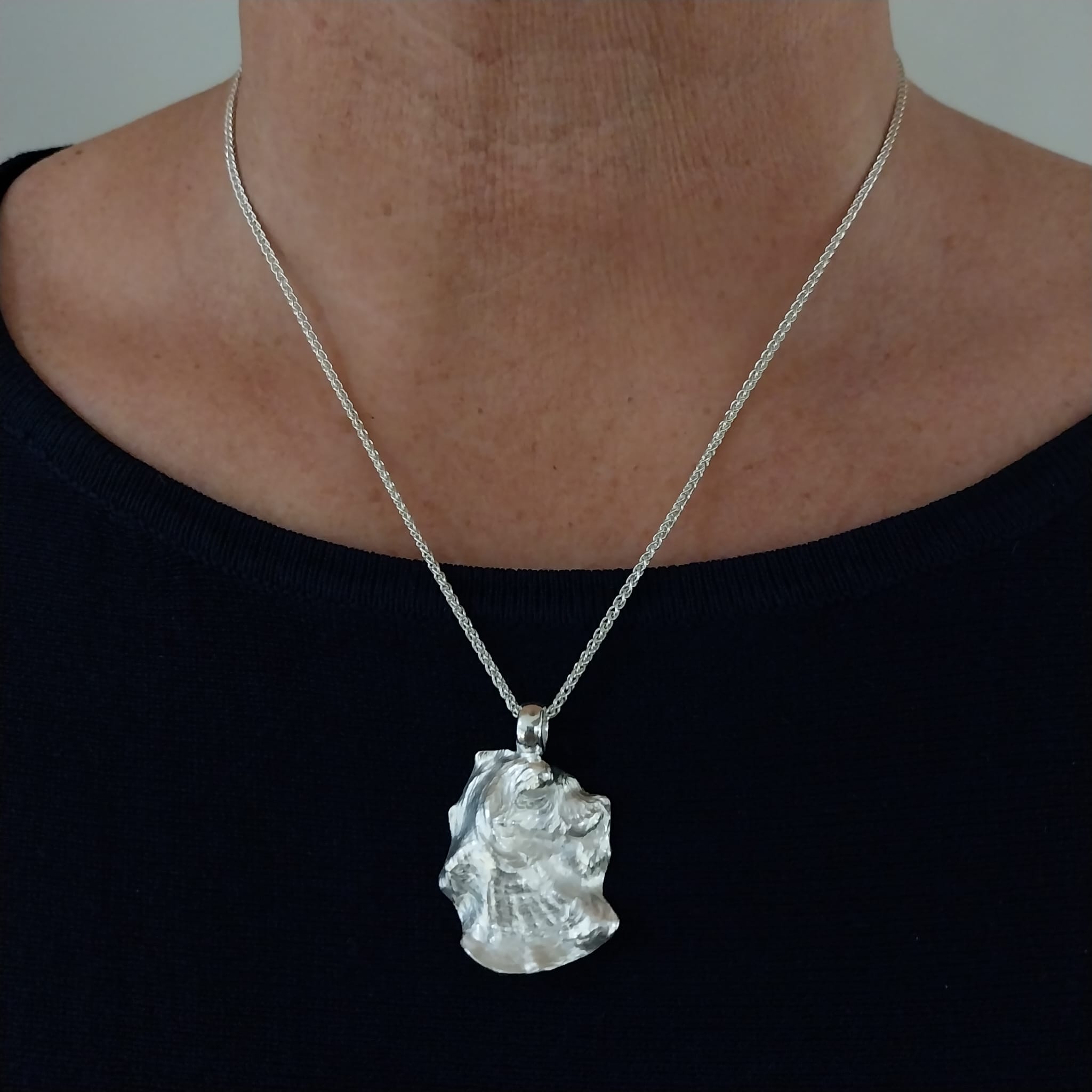 WattenLiebe Pazifische Auster Kettenanhänger 925er Silber (Größe 35 mm) 8,8 g