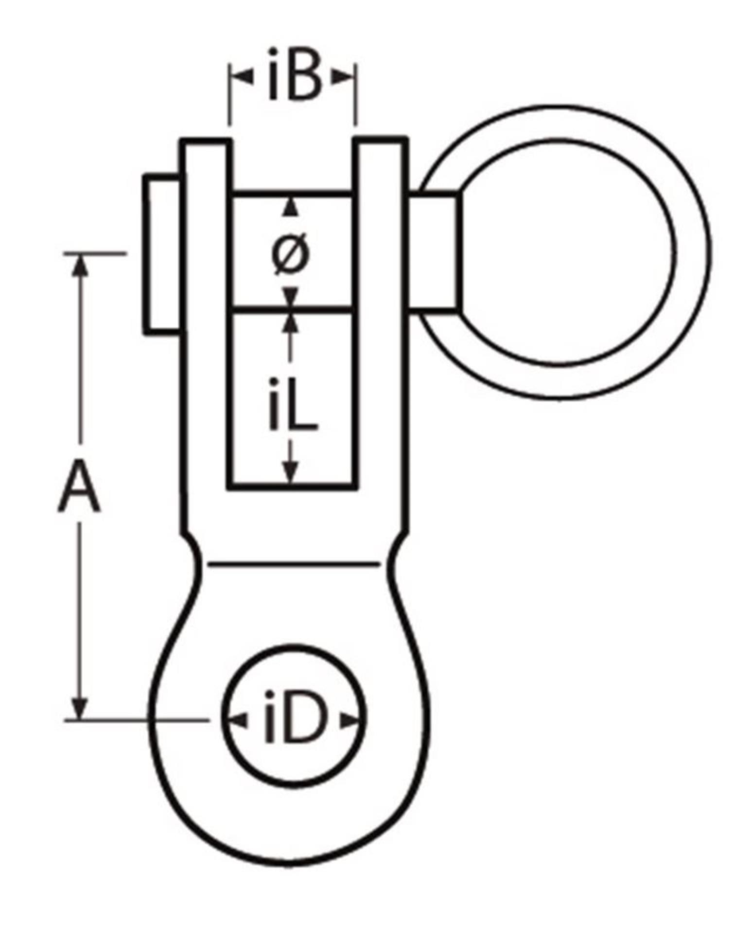 Marinetech Edelstahltoggel 9,5 mm, Gabelweite 12 mm (BL 2700 kg)