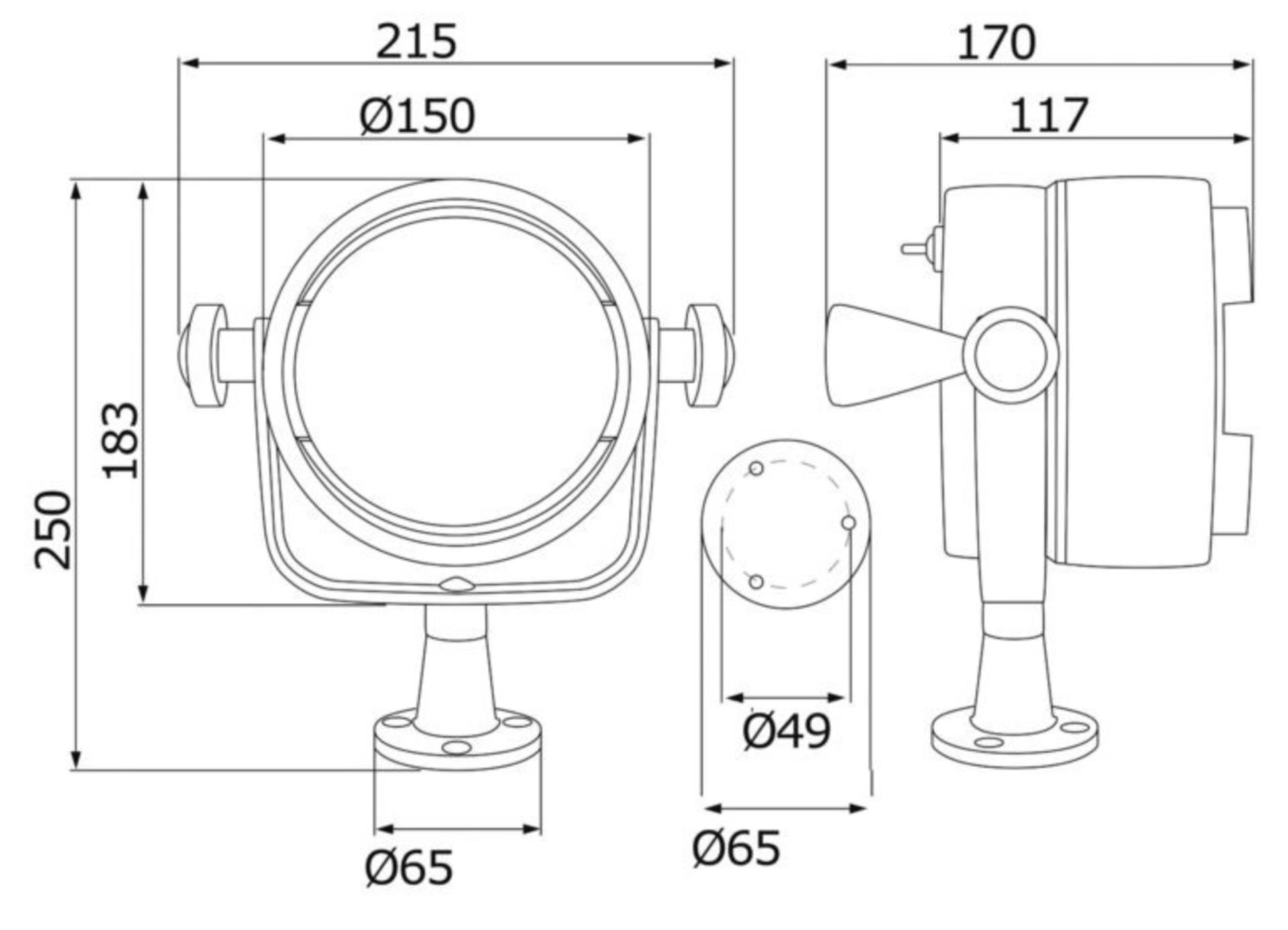 Osculati Night Eye Scheinwerfer Halogen mit Standfuß