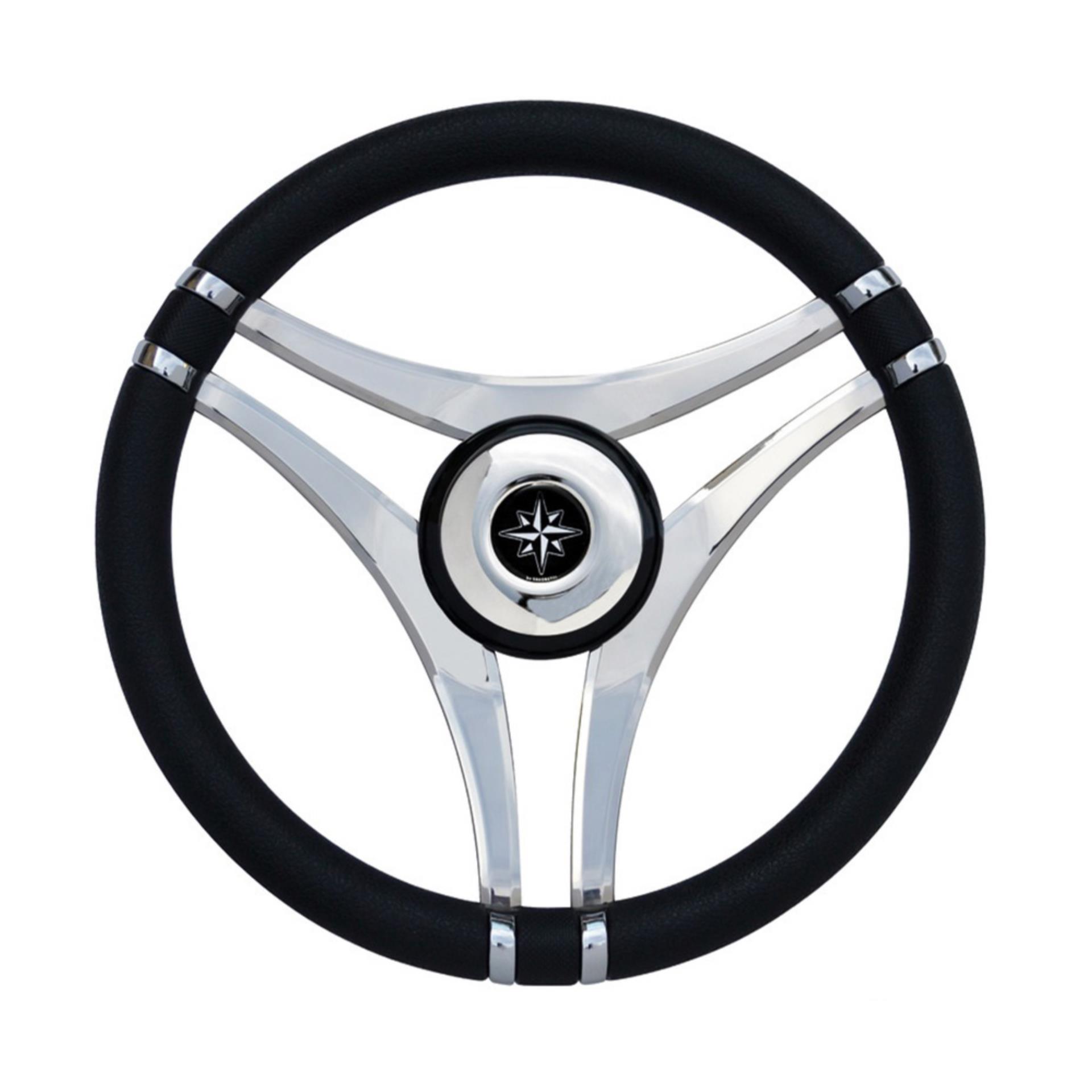 Osculati Lenkrad Impact mit Edelstahlspeichen, 350 mmØ schwarz Osculati Lenkrad Impact mit Edelstahlspeichen, 350 mmØ schwarz