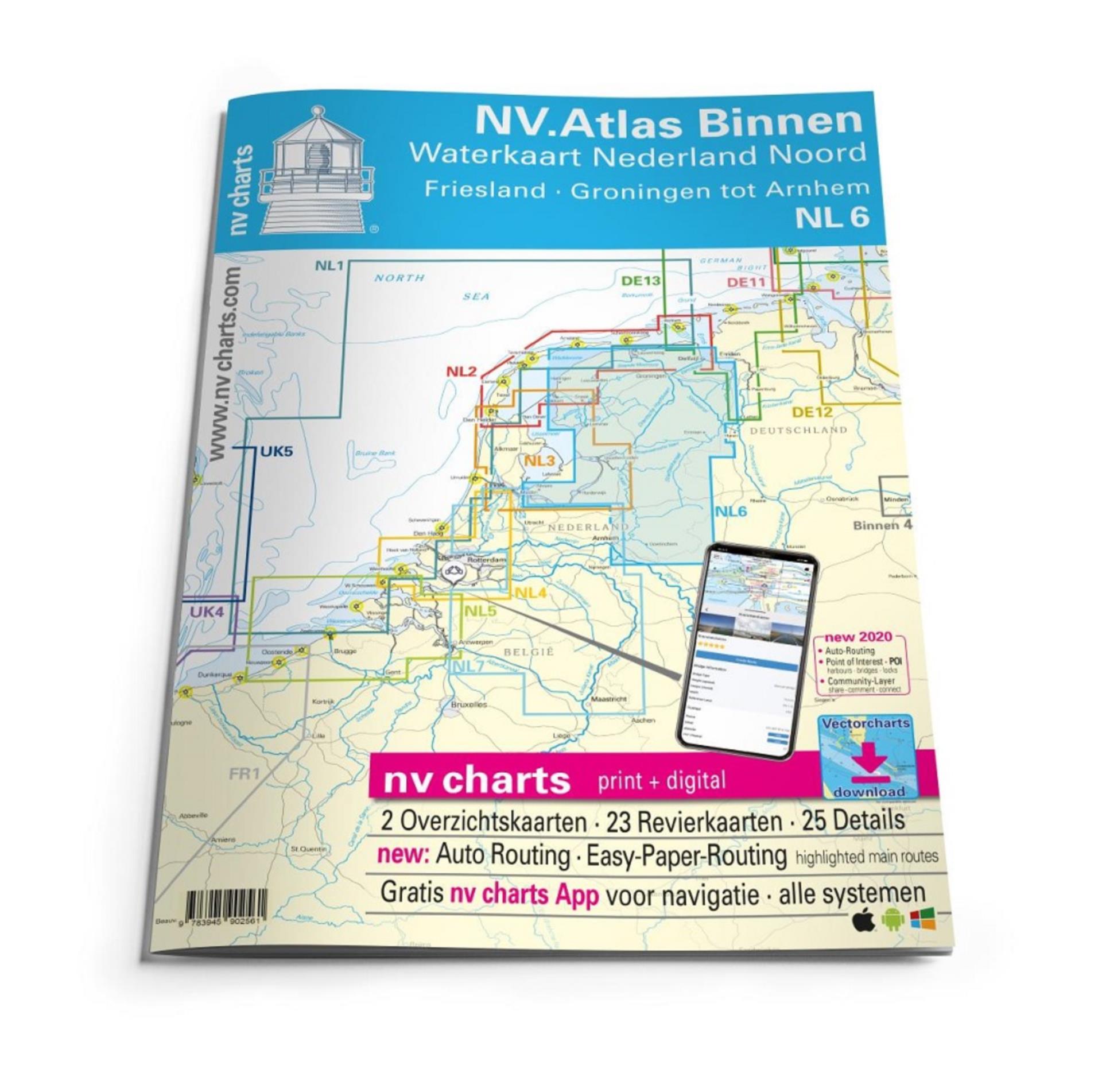 Nautischer Verlag NV Atlas Binnen NL6 - Waterkaart Nederland Noord - Friesland