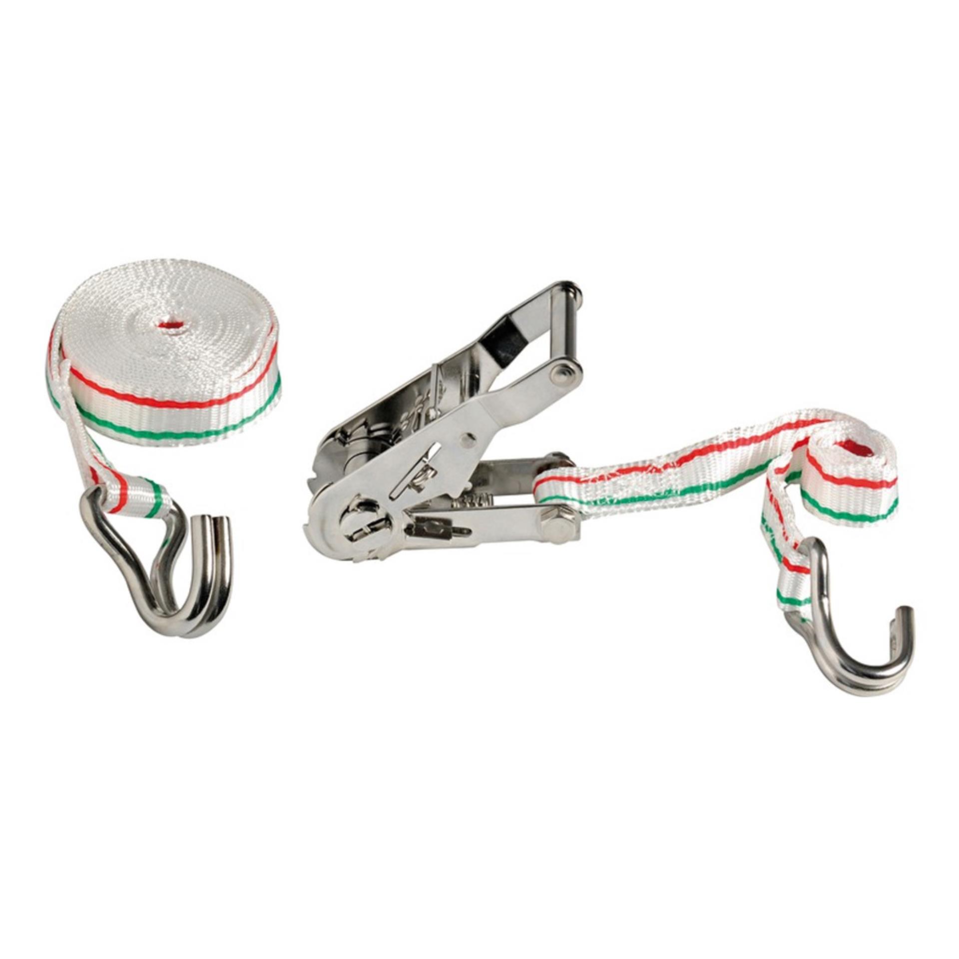 Osculati Spanngurt 25 mm, L. max. 2500 mm mit Edelstahlhaken Osculati Spanngurt 25 mm, L. max. 2500 mm mit Edelstahlhaken