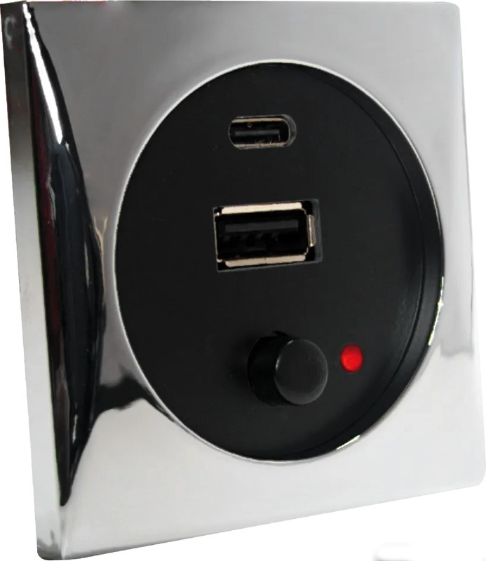 Batsystem USB-Steckdose, chrom/schwarz