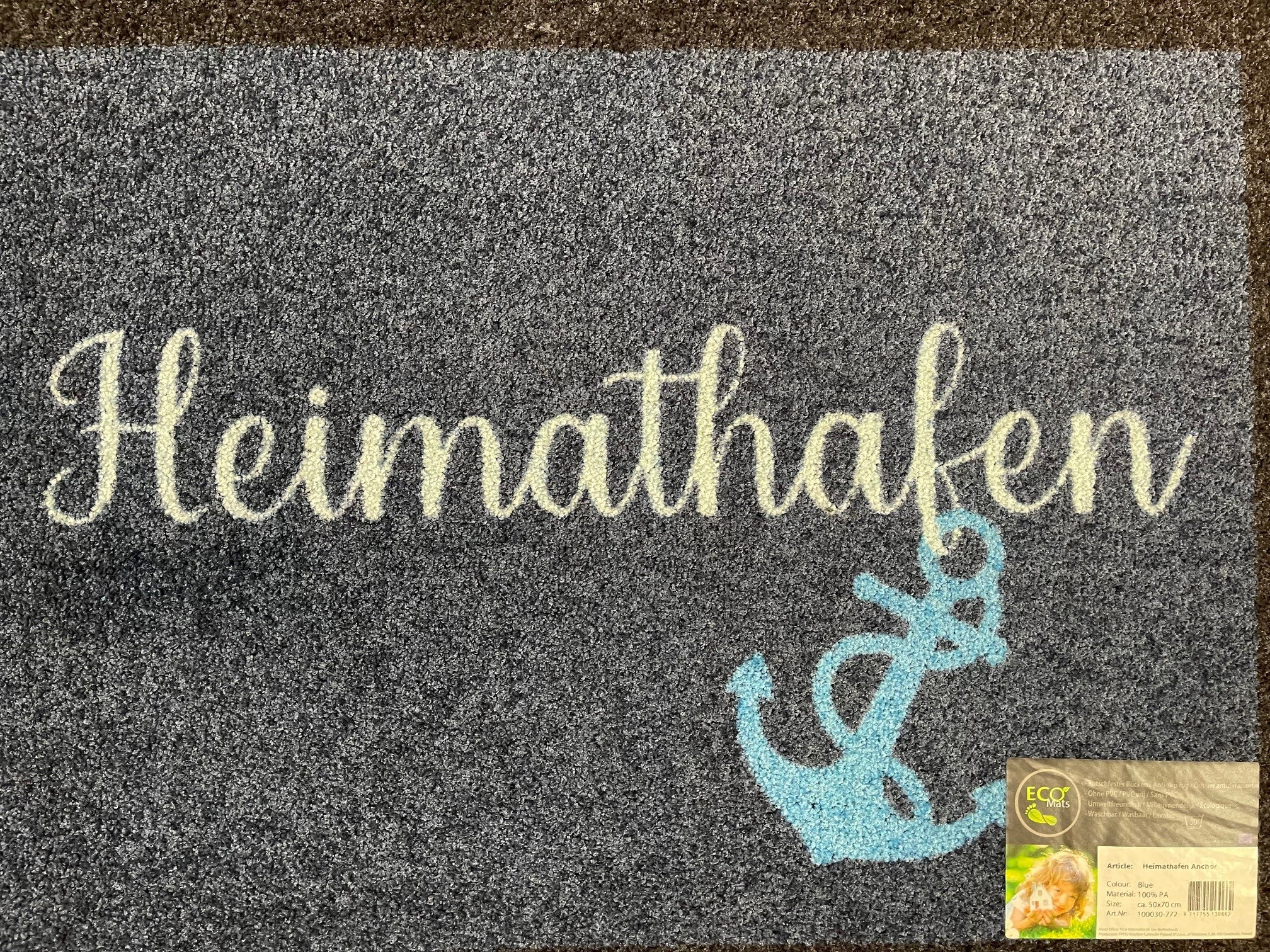 Knutzen Fussmatte Heimathafen blauer Anker 70 x 50 cm