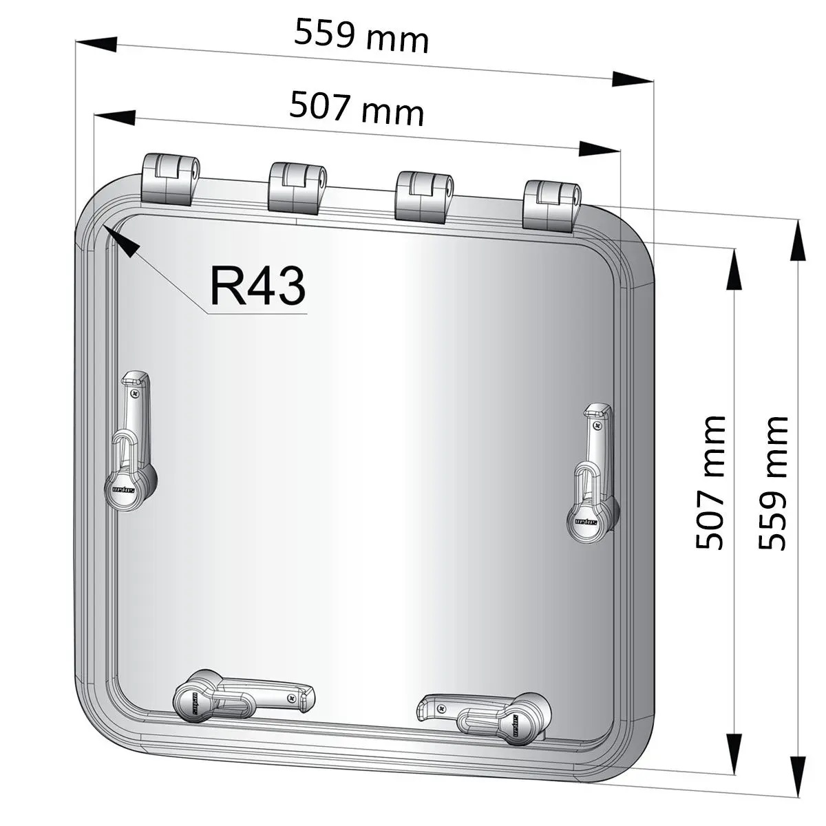 Vetus Magnus Decksluke Typ5151, außen 563 x 563 mm