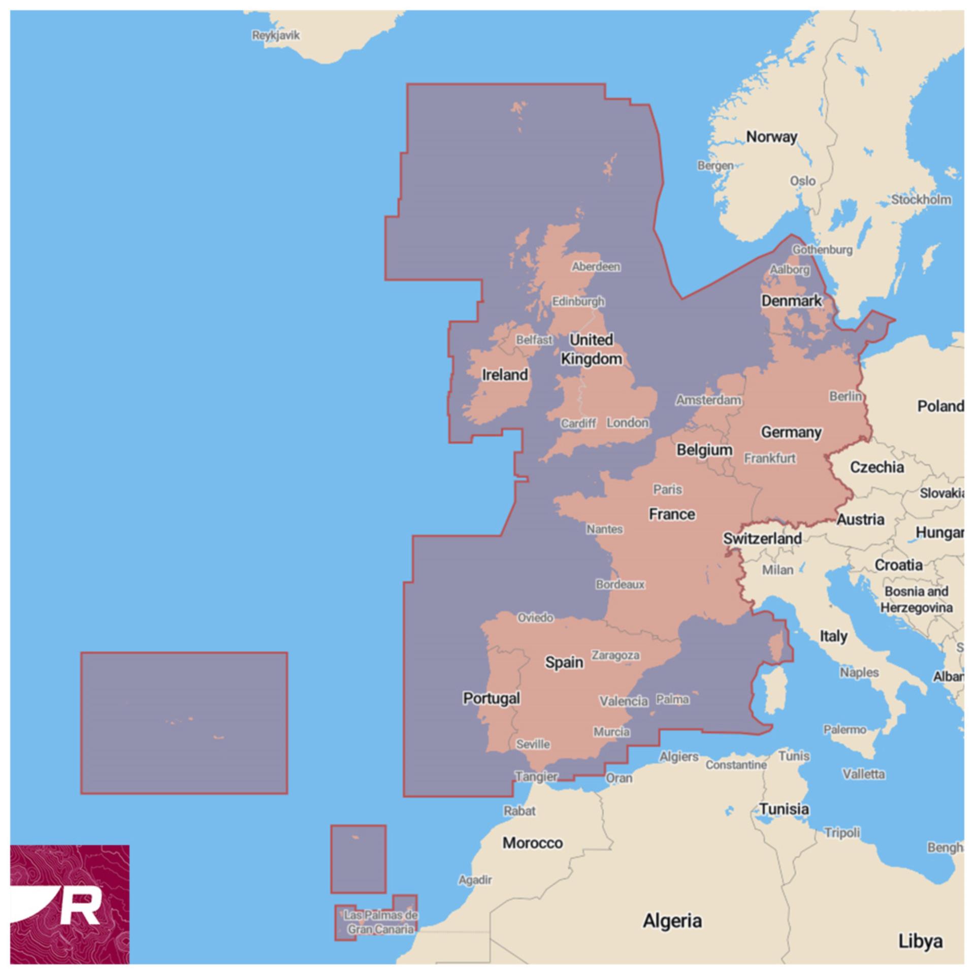 Raymarine Lighthouse Karte Westeuropa