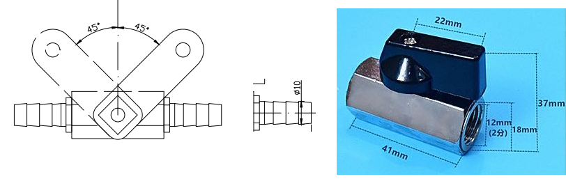 Osculati Fliegender Treibstoffhahn, 1/4” x 10 mmØ