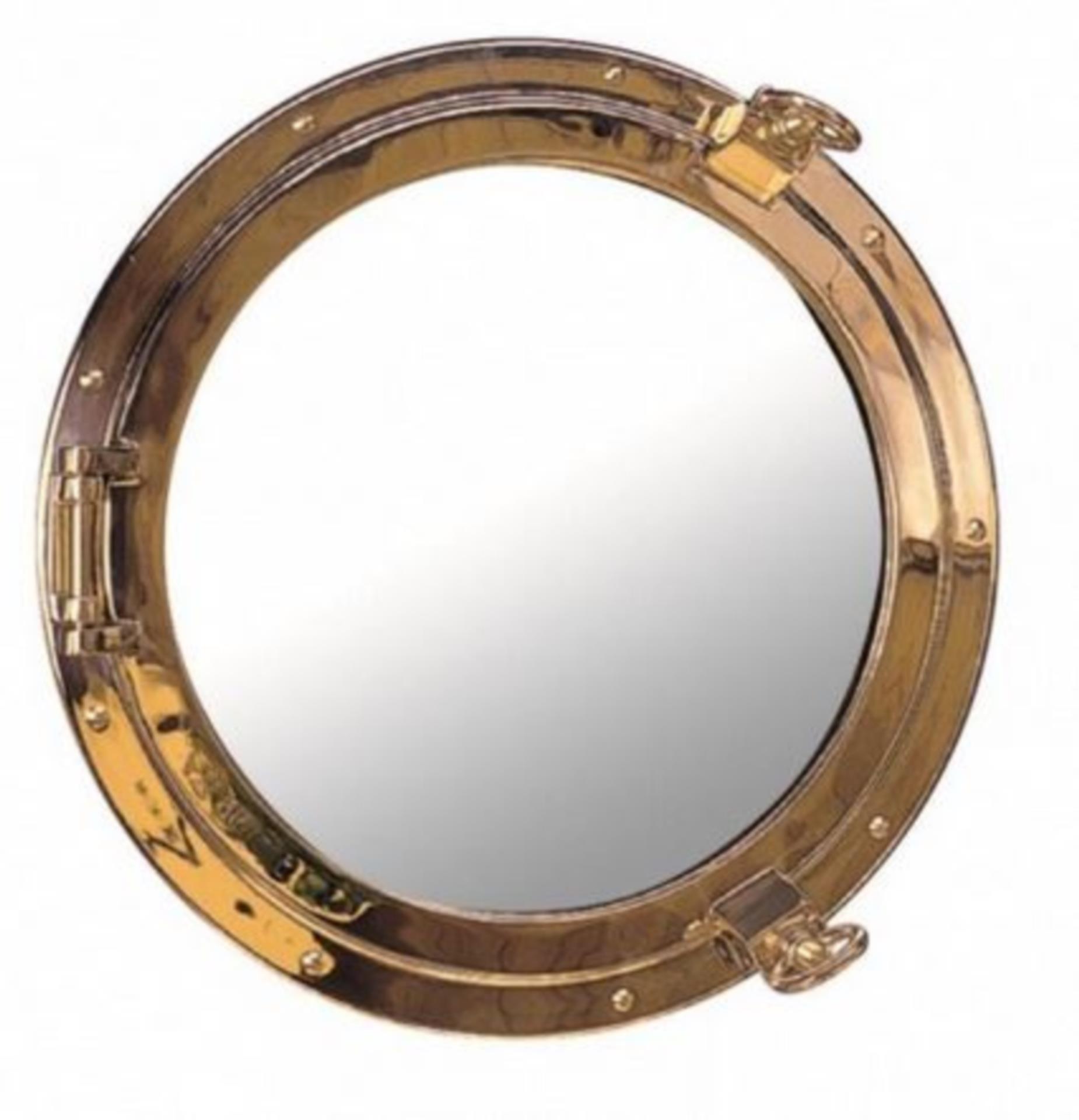 ARC Marine Flügelbullaugen Spiegel messing, 30 cmØ