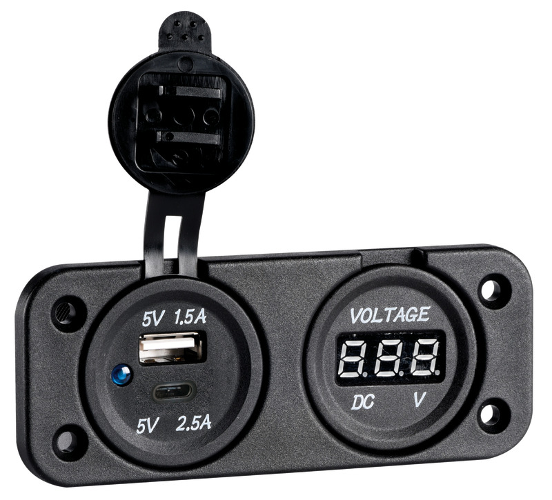 Osculati Voltmeter mit USB Steckdose (Typ A + C)