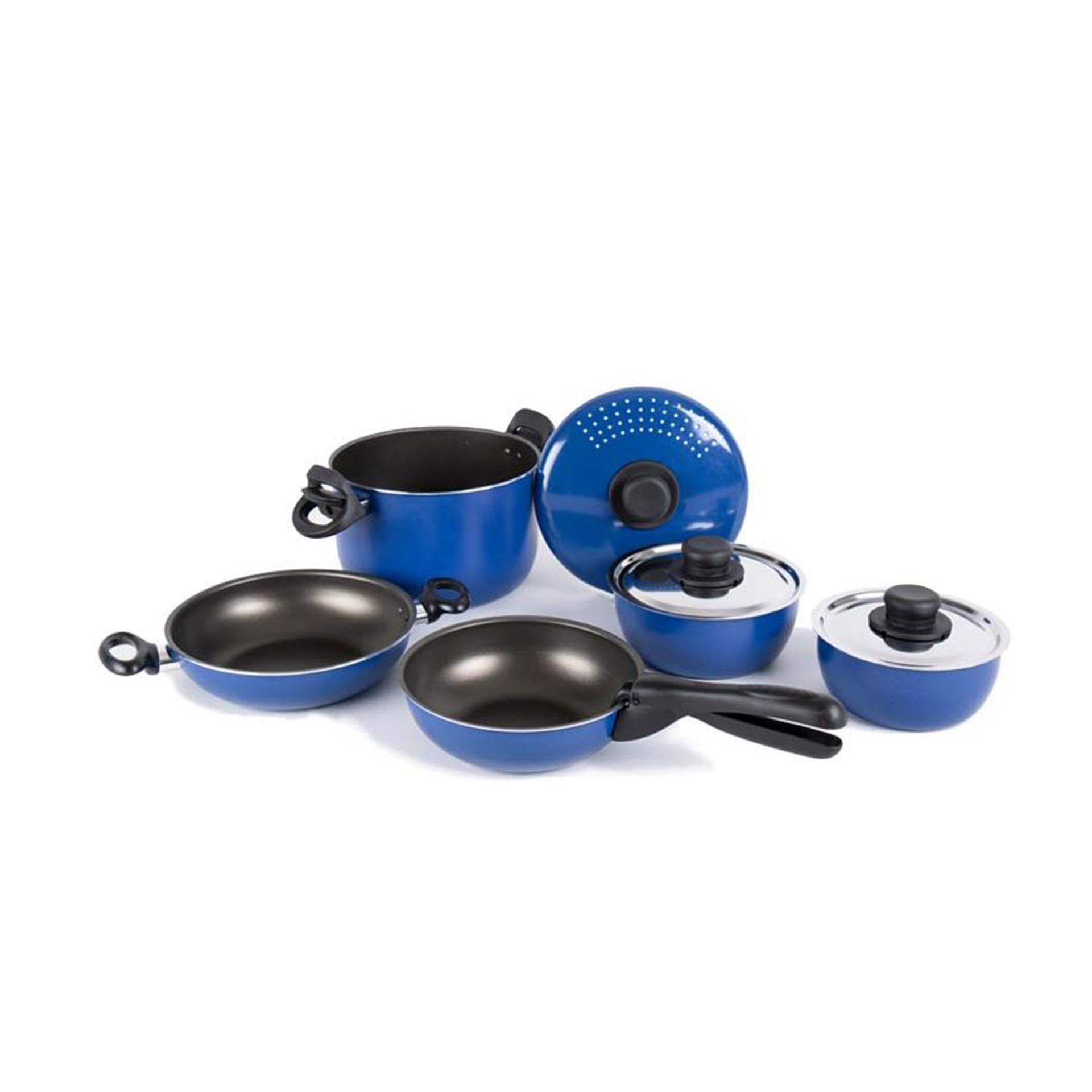 Gimex Kochgeschirr Alu, 9-teilig blau / schwarz