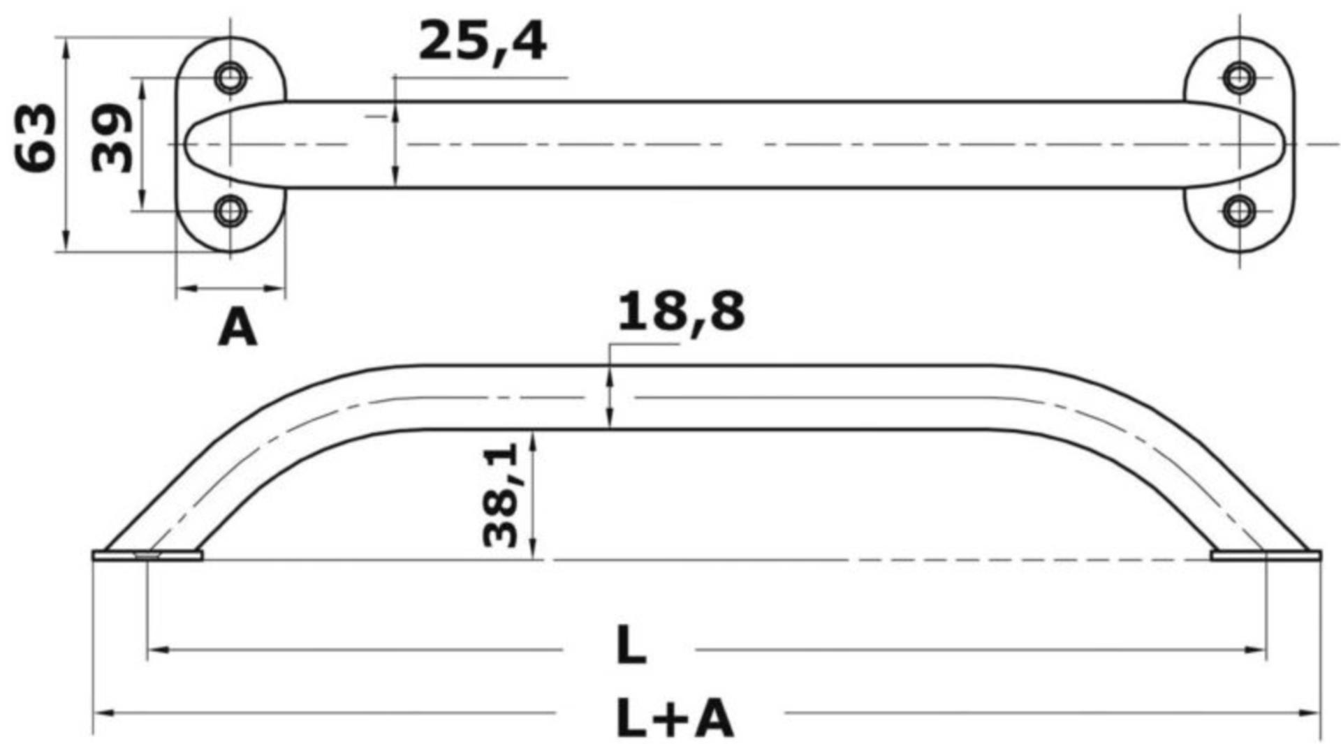 Osculati Edelstahl Handlauf mit Montageplatte, 450 mm Osculati Edelstahl Handlauf mit Montageplatte, 450 mm