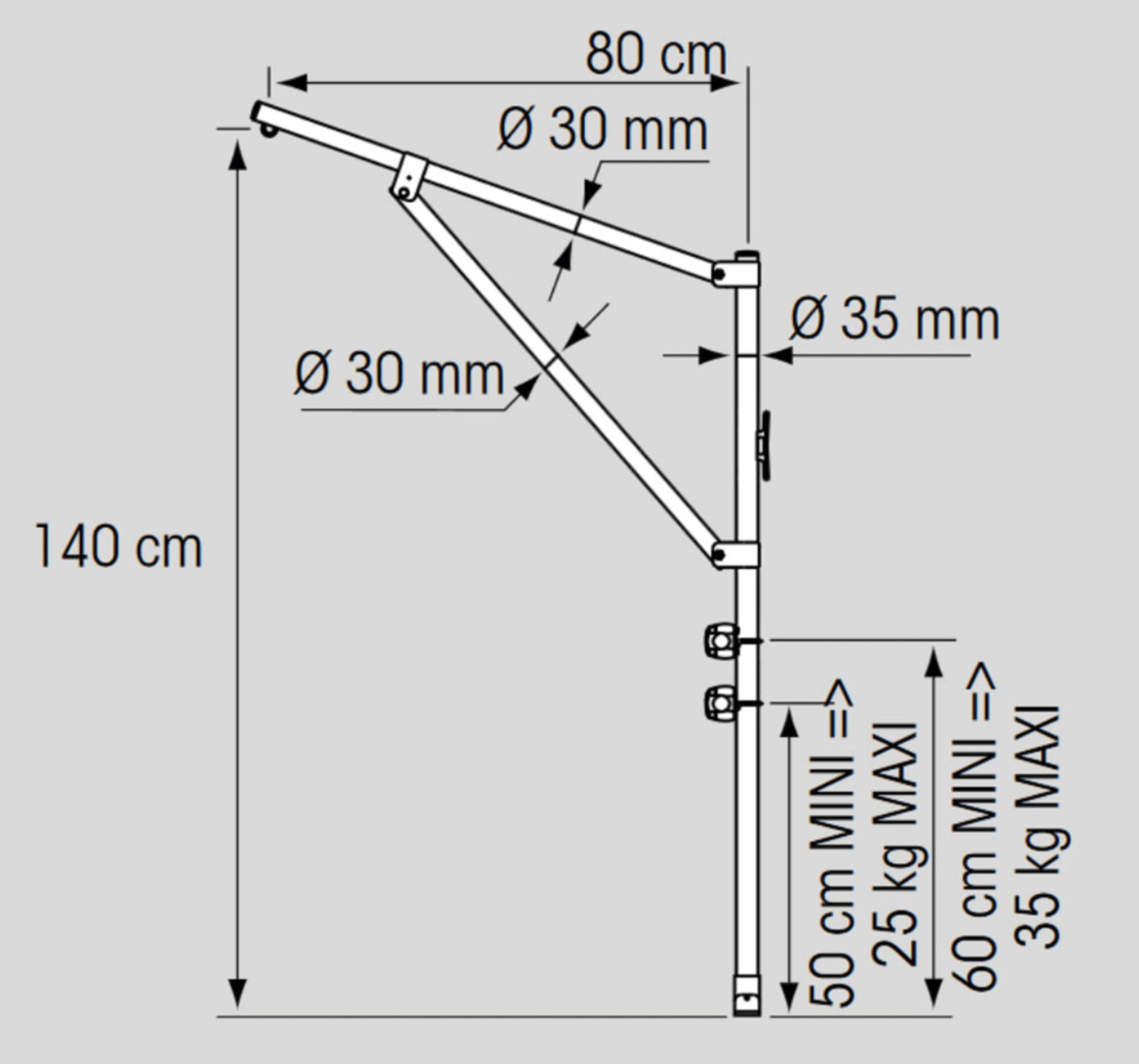 Plastimo Davit/Lademast klappbar Plastimo Davit/Lademast klappbar