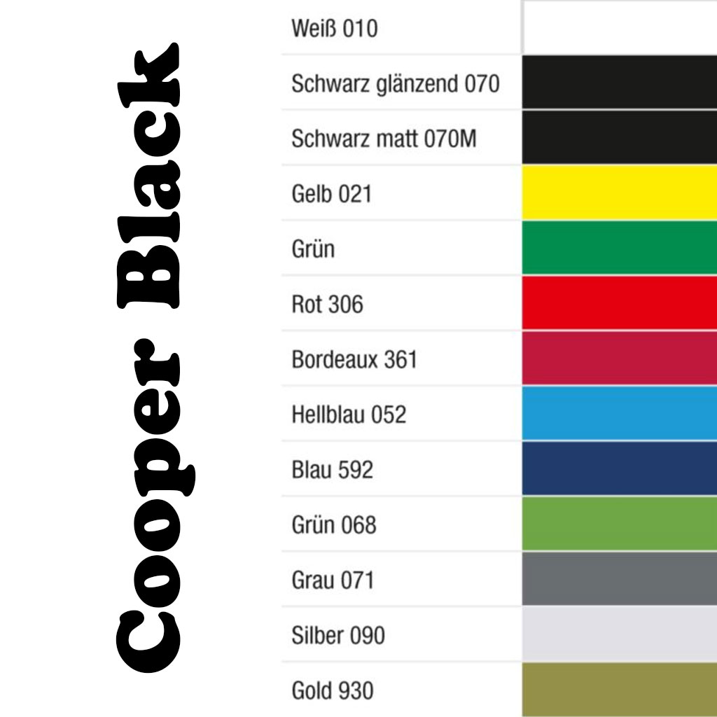 Gründl Schriftart Cooper Black, 50 - 80 mm