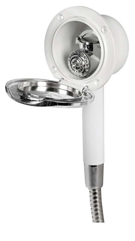 Osculati Classic Evo Deckdusche, verchr. PVC-Schlauch 2,5 m, vertikal montiert