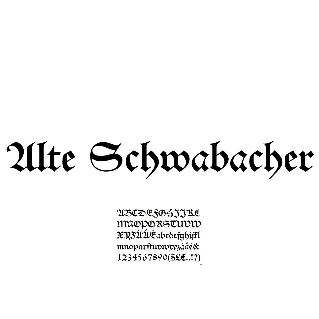 Werbeliner Buchstabe Alte Schwabacher, 81 - 110 mm Werbeliner Buchstabe Alte Schwabacher, 81 - 110 mm