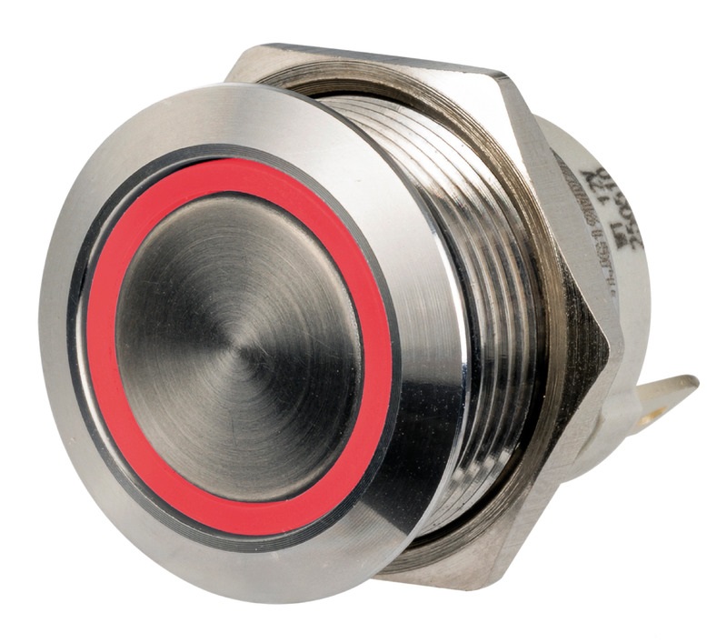 Osculati Pushpull-Schalter ON-OFF, Edelstahl mit roter LED