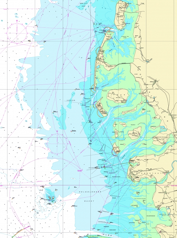 Yachticon Seekarten Tischset 400 x 300 mm, Helgoland - Römö