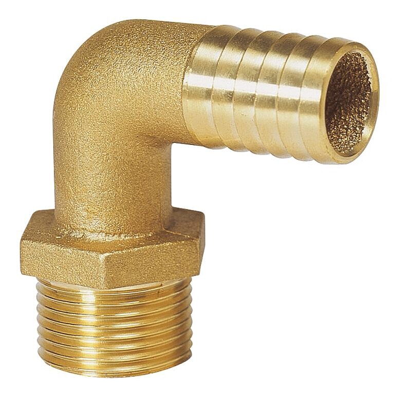Osculati Schlauchanschluss Messing Außengewinde gebogen 90° 3/8 ", 15 mm