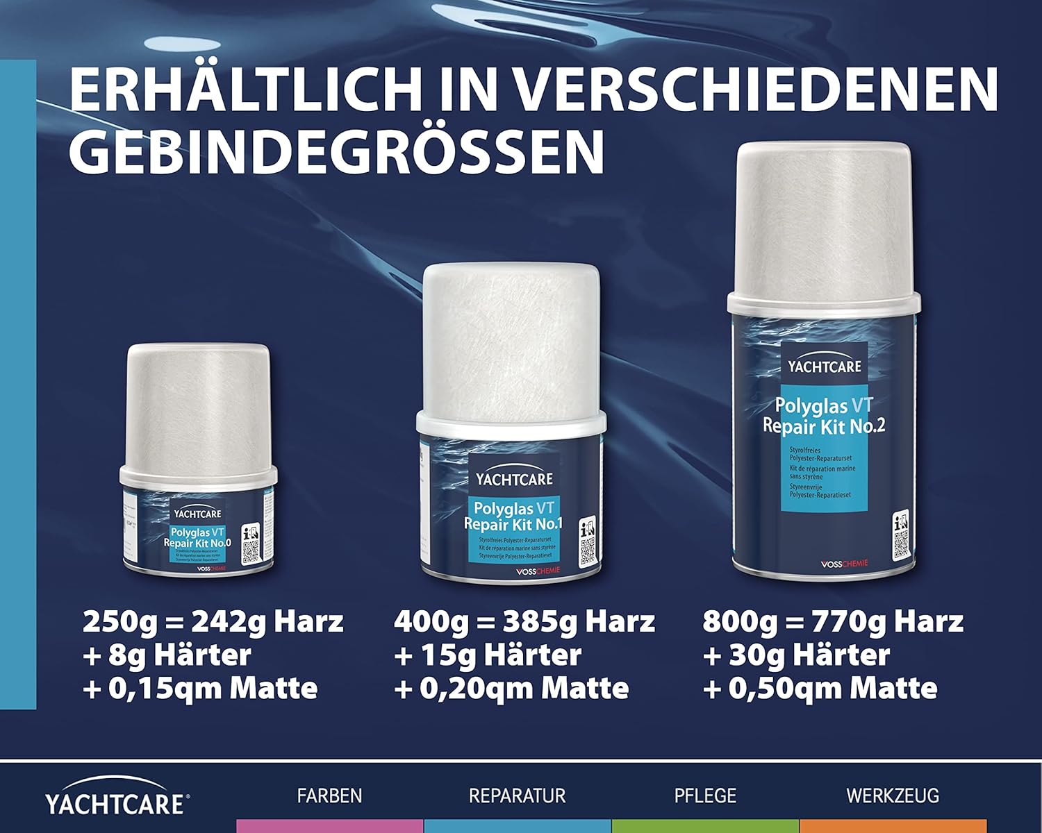 Yachtcare Polyglas VT Reparaturpackung G1, 400 gr. Yachtcare Polyglas VT Reparaturpackung G1, 400 gr.
