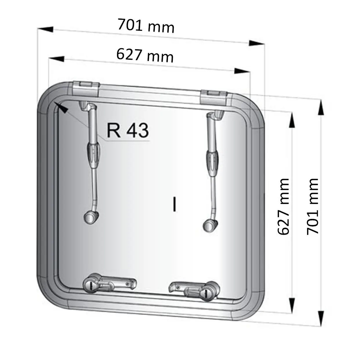 Vetus Altus Decksluke Typ 6363, außen 701 x 701 mm