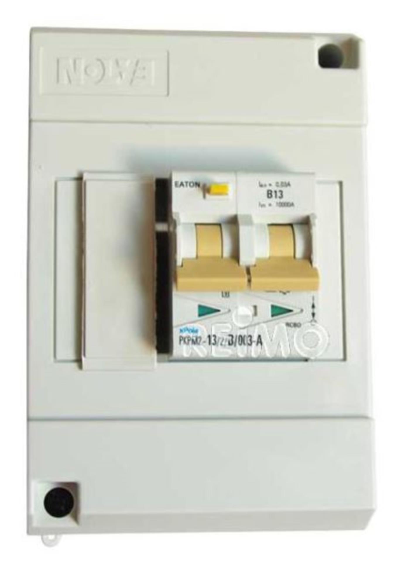 FI Schutzschalter mit 1 Sicherungsautomaten 85 x 130 x 58 mm