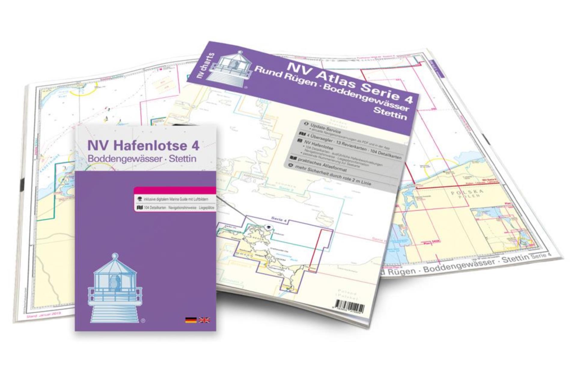 Nautischer Verlag NV Serie 4 Plano Rund Rügen - Boddengewässer - Stettin