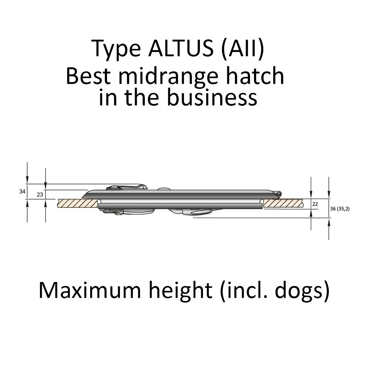Vetus Altus Decksluke Typ 4747, außen 544 x 544 mm