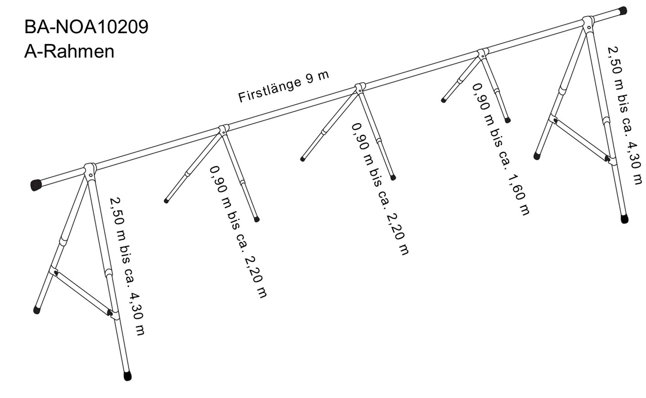 NOA A-Gestell für Abdeckplanen Länge 9 Meter NOA A-Gestell für Abdeckplanen Länge 9 Meter