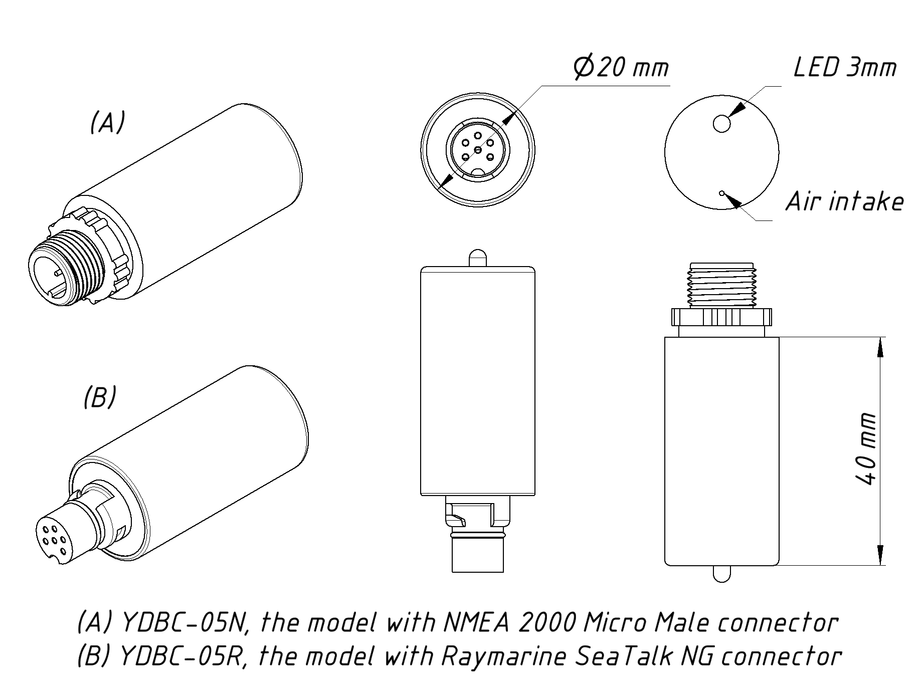 Yacht Devices Digital Barometer YDBC-05N mit NMEA 2000 Anschluss