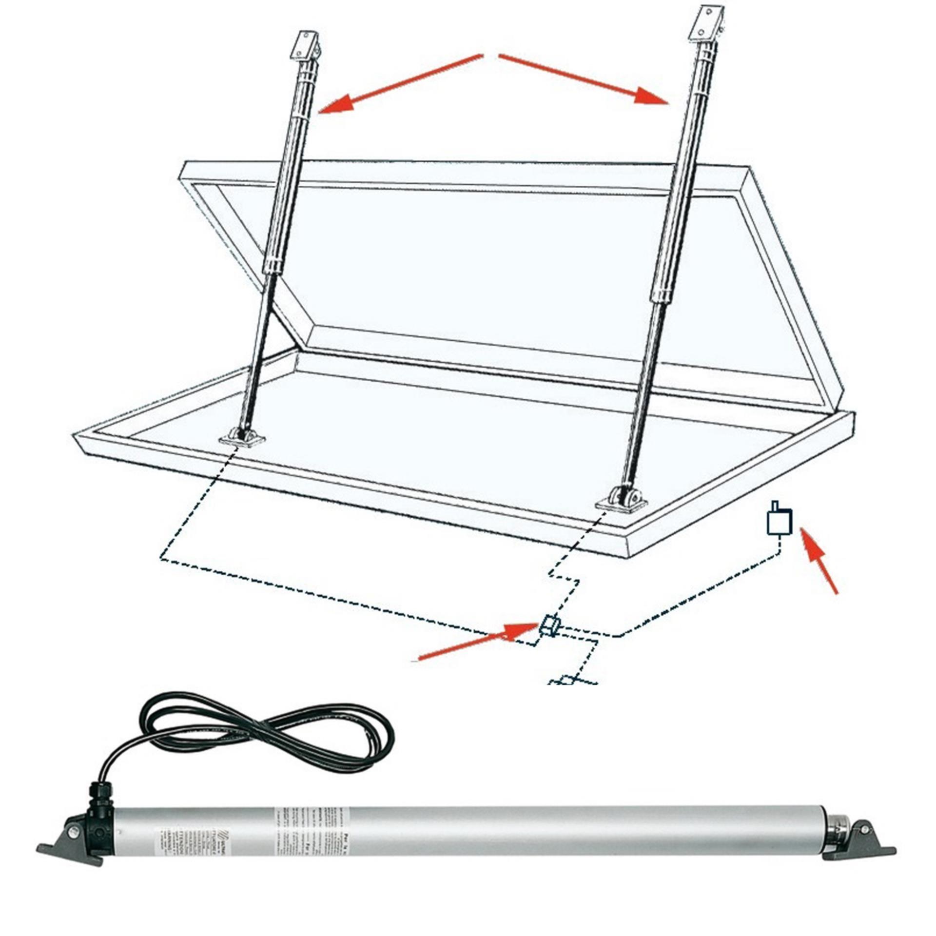 Osculati Elektrischer Lukenheber 677 mm, Hub 300 mm - 120 kg