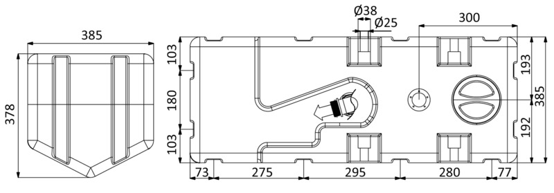 Osculati Schmutzwassertank mit integrierter Fäkalienabsaugpumpe 12 V, 100 Liter