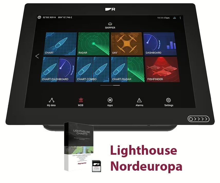 Raymarine AXIOM+ 12, 12" Touch-Multifunktionsdisplay mit Nordeuropa 