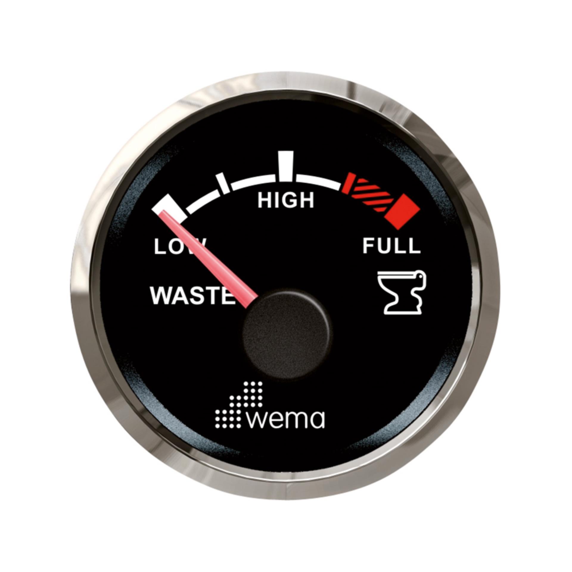 Wema Tankanzeige NMEA2000 Schmutzwasser 12 V, schwarz 