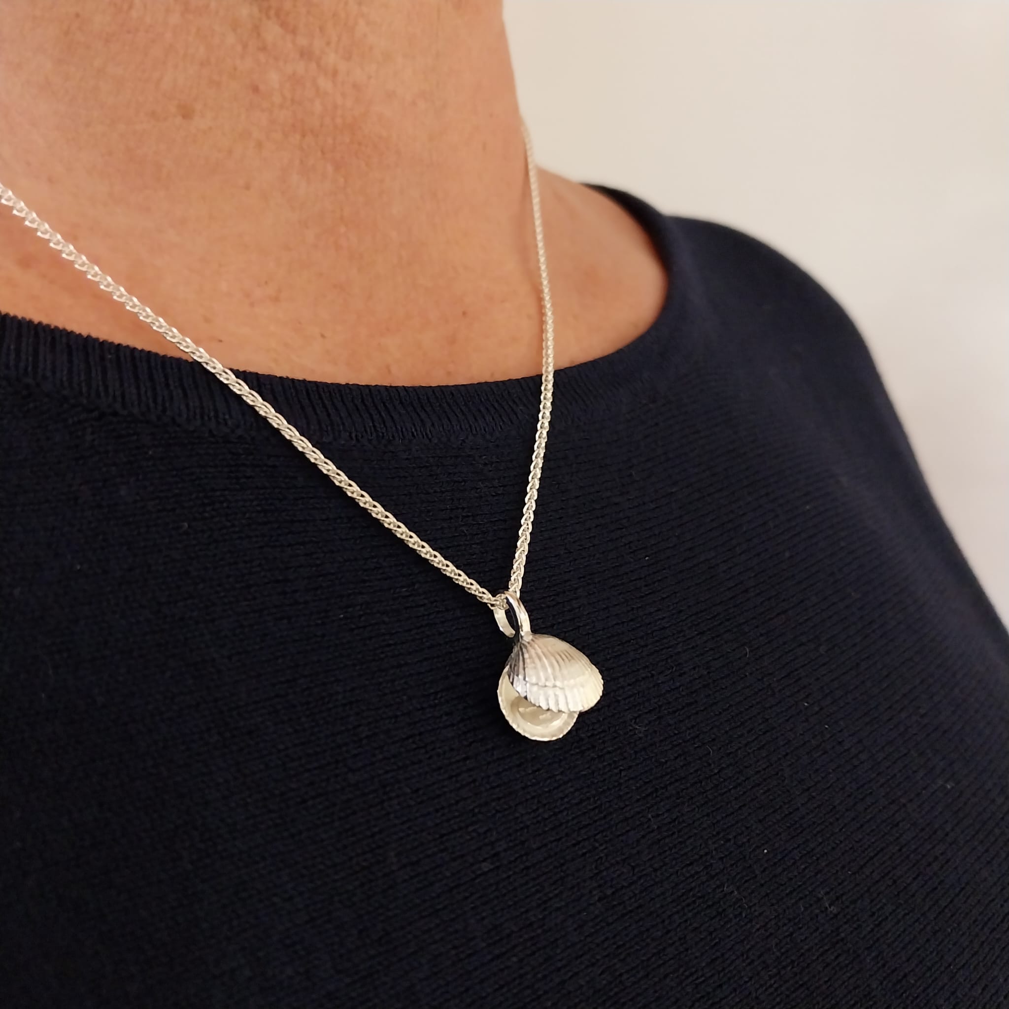 WattenLiebe Herzmuschel Kettenanhänger 925/-silber (Größe 19 mm) Geweicht 2,2 g