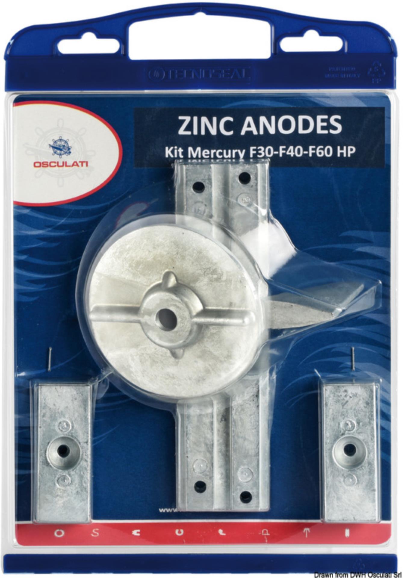Osculati Anoden Set Zink für Mercury F30 / F40 / F60