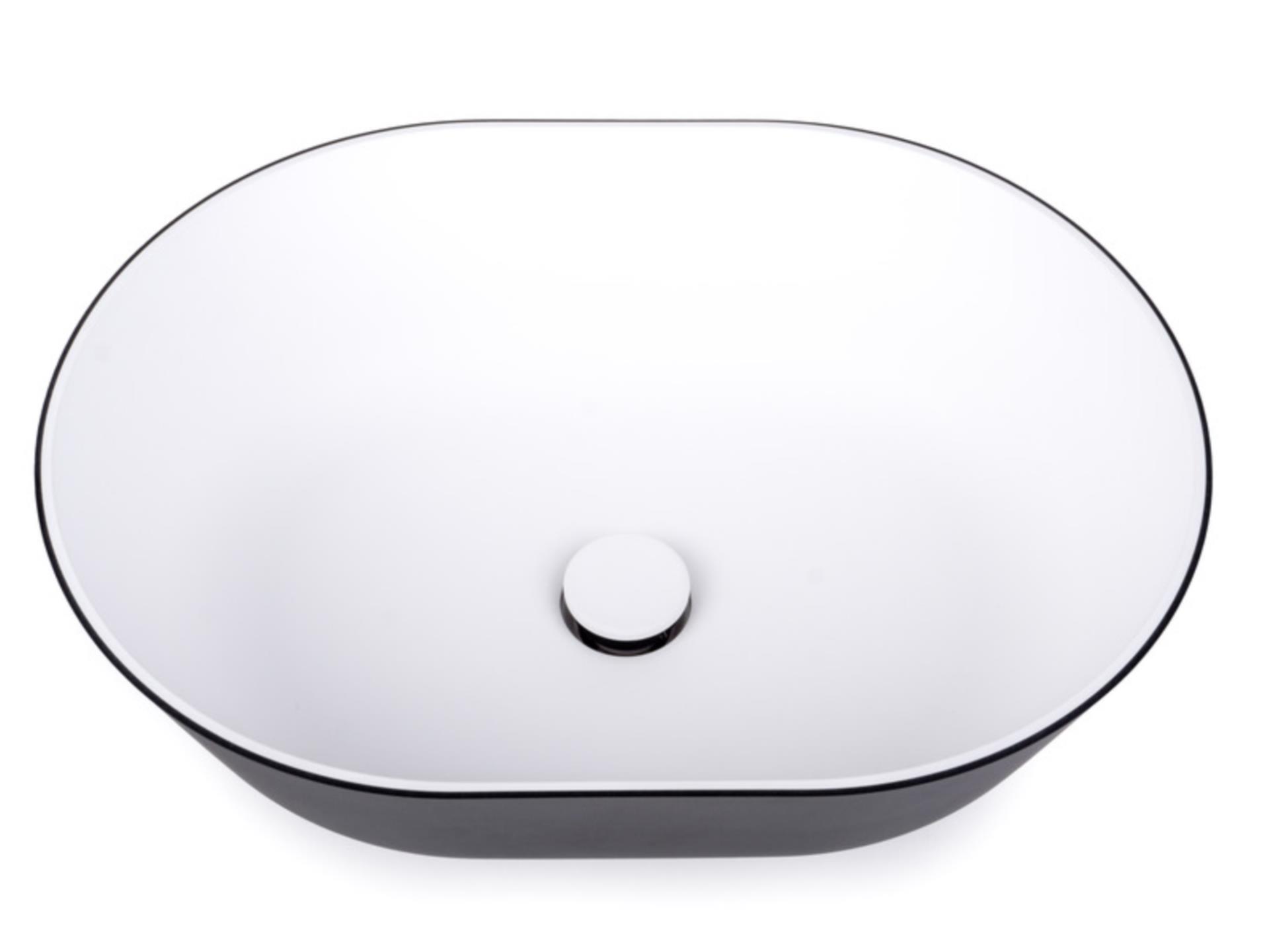 Reimo Waschbecken oval, schwarz / weiss (35 x 26 x 11 cm)