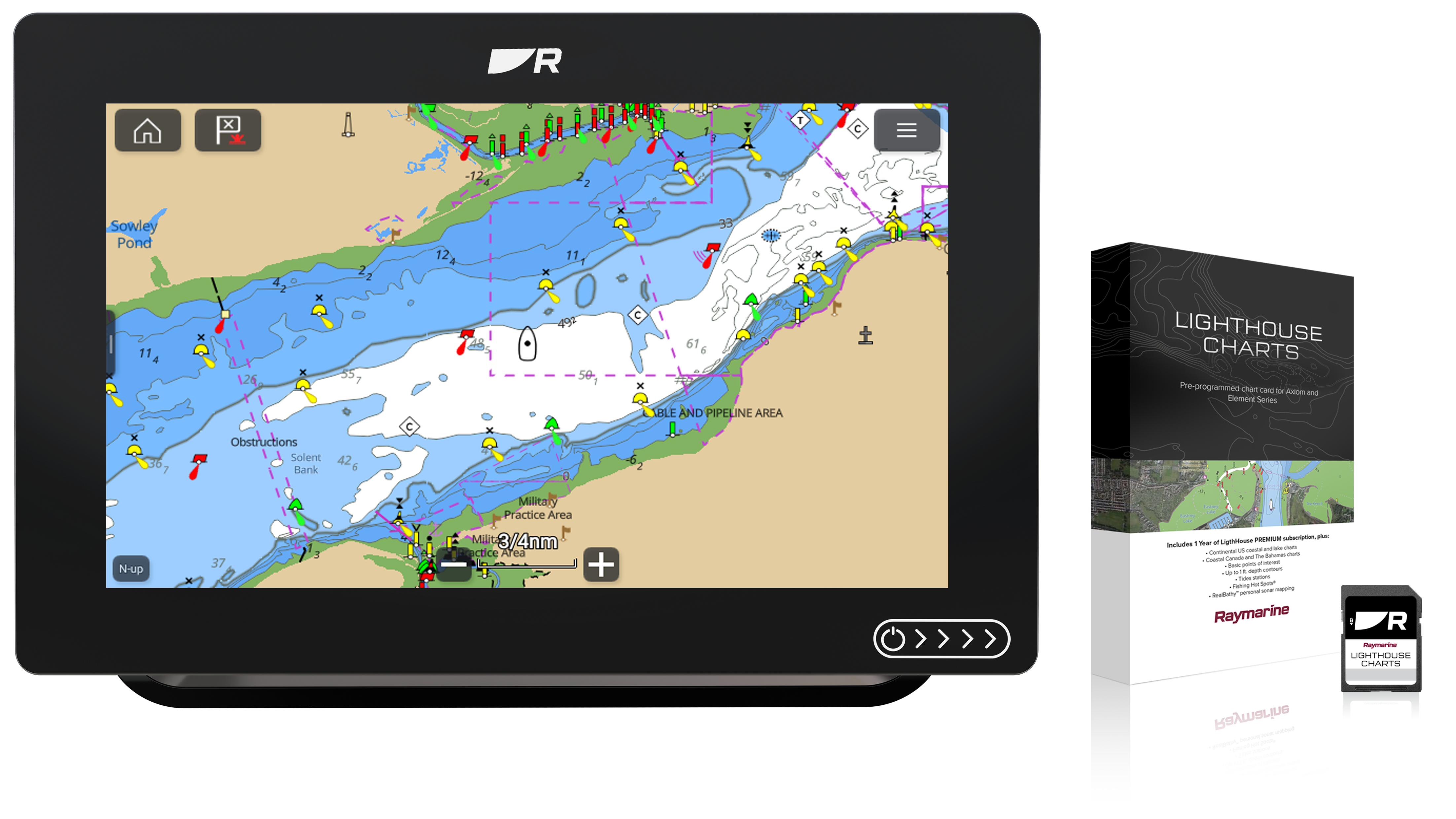 Raymarine Axiom+9 RV mit Westeuropa Lighthouse Karte
