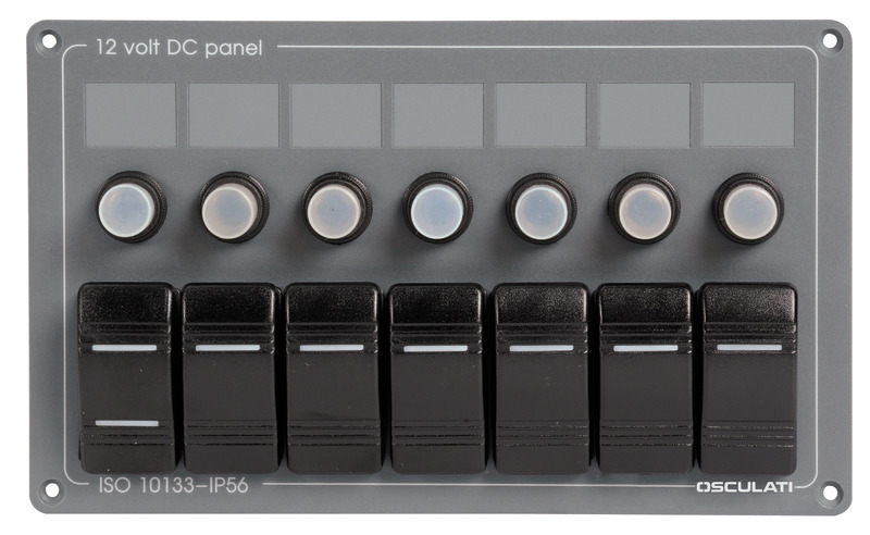 Osculati Schalttafel Alu 7 Schalter, 207 x 124 mm Horizontal